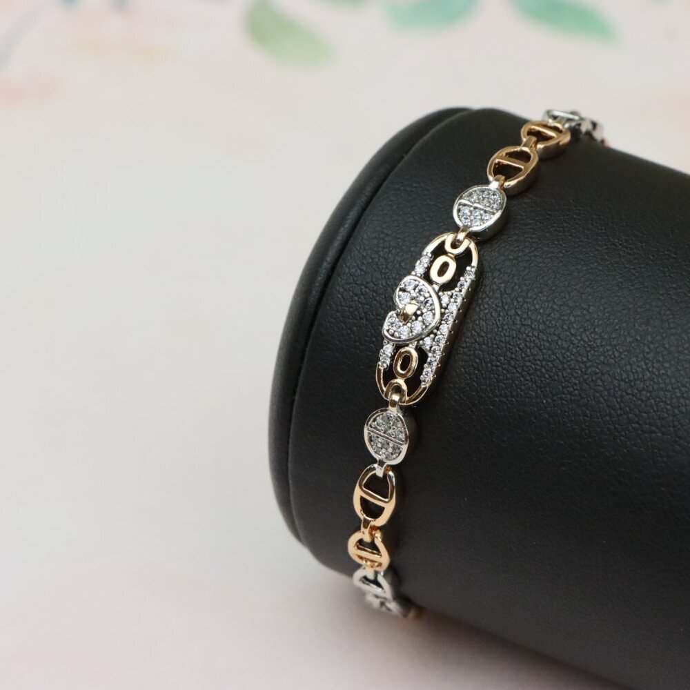 Rose Gold and Silver Dual Tone Heart Bracelet, XPBL0689 - Picture 9 of 12